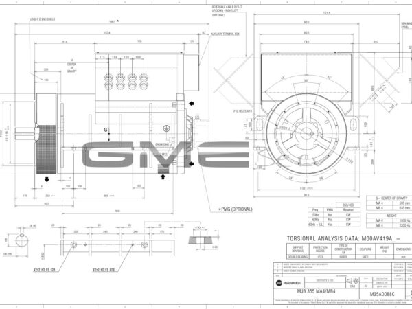 Zeichnung Marelli Generator MJB 355MB4 B20