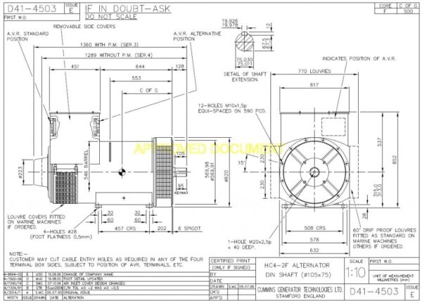 Zeichnung Stamford Industrie Gen HCM434F23